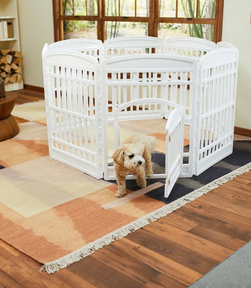 Frisco 4-Panel Plastic Exercise Dog Playpen_ 24_H_ White