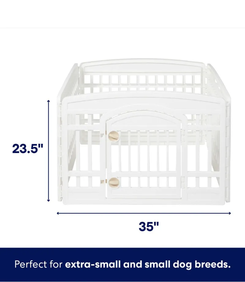 Frisco 4-Panel Plastic Exercise Dog Playpen_ 24_H_ White