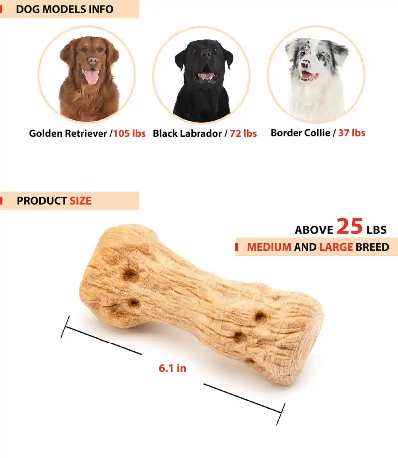  Dog Toys for Aggressive Chewers Pine Wood and Nylon