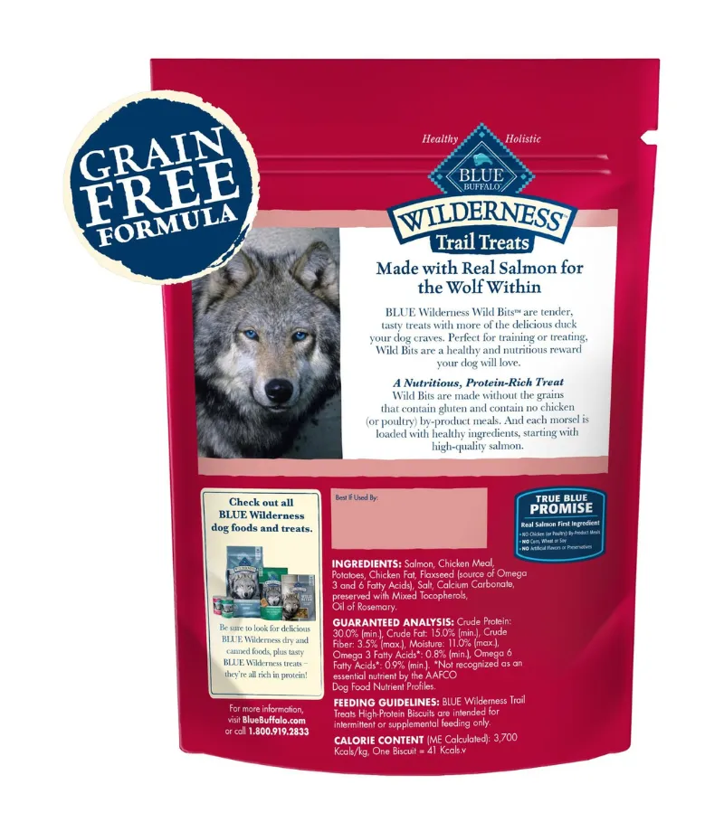 BLUE BUFFALO Wilderness Trail Treats Wild Bits Salmon Recipe Grain-Free Dog Training Treats 4-oz bag